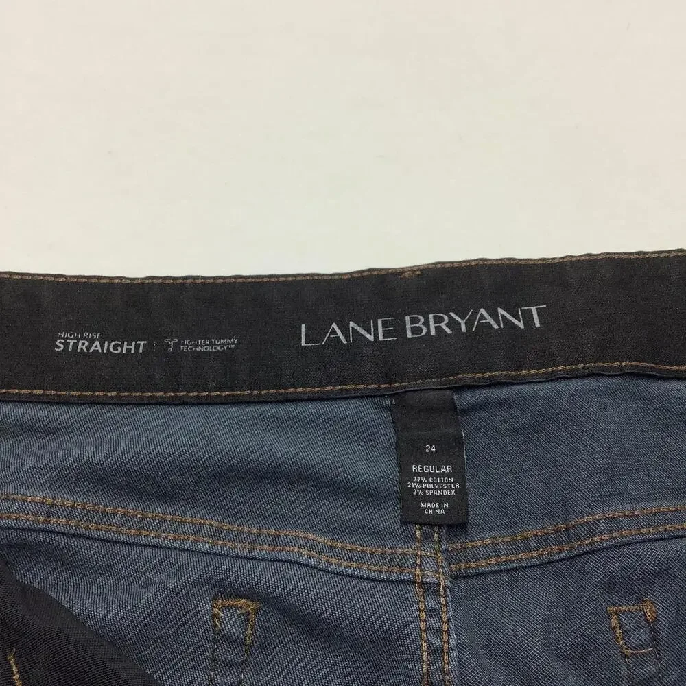 Lane Bryant Jeans Womens 24 Blue High Rise Straight Stretch Tummy Control